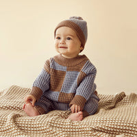 Wilson + Frenchy | Coco Blue Speckle Knitted Check Jumper
