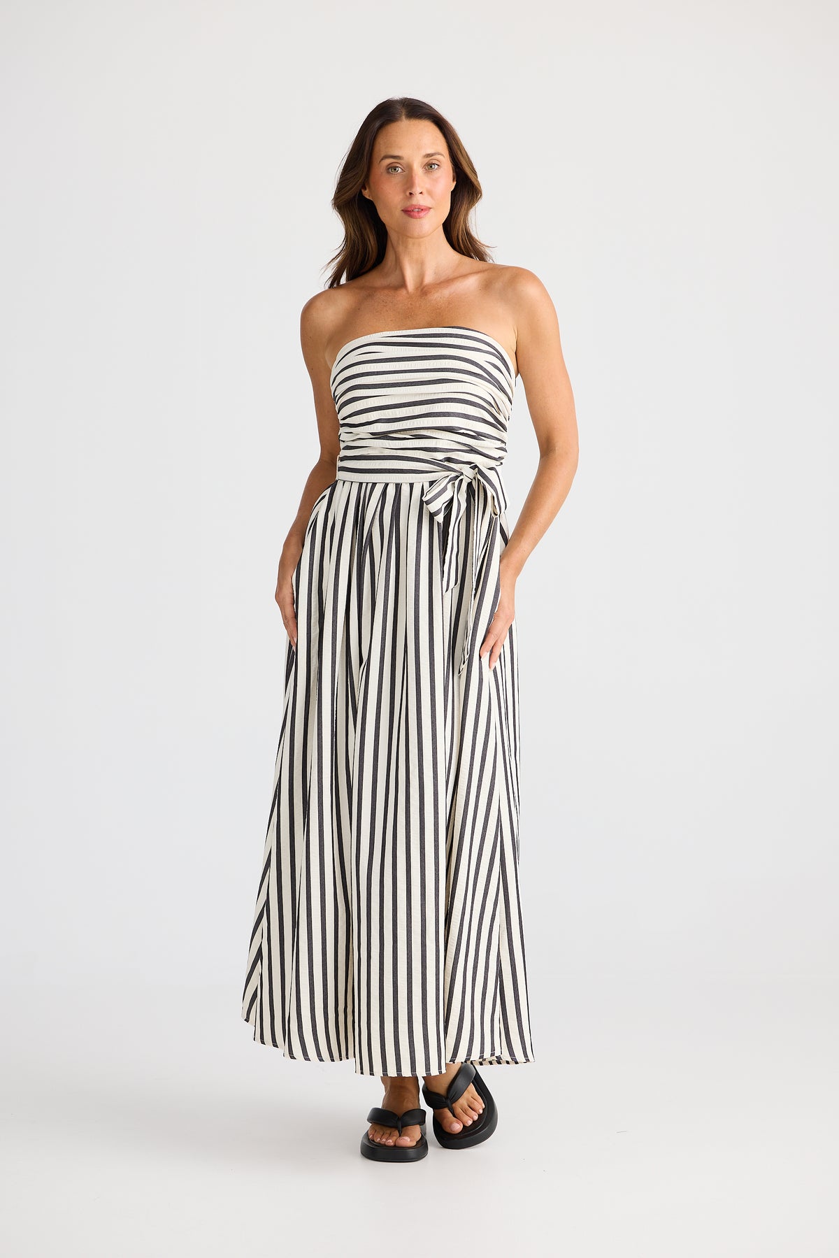 Brave & True |Avalon Dress - Black Stripe