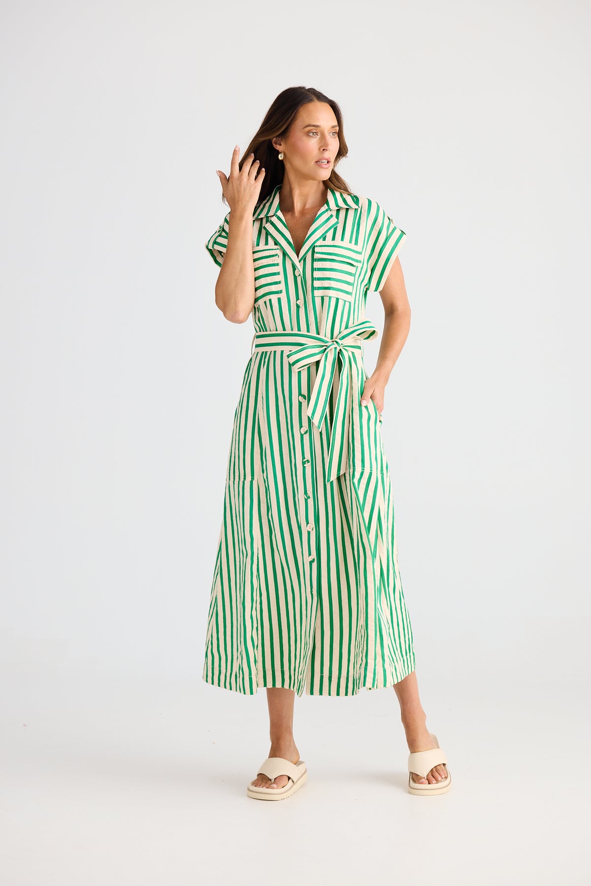 Brave + True | Portia Dress - Jade Stripe