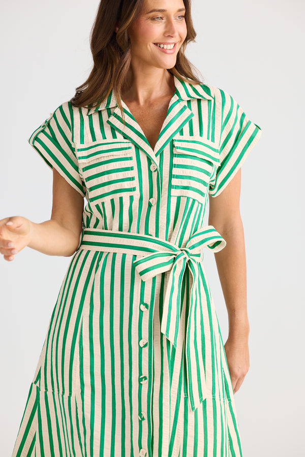 Brave + True | Portia Dress - Jade Stripe