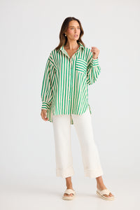 Brave + True | Ezra Shirt - Jade Stripe