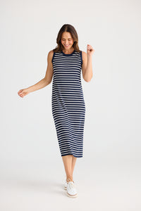 Brave + True | Squad Dress - Navy W White Stripe