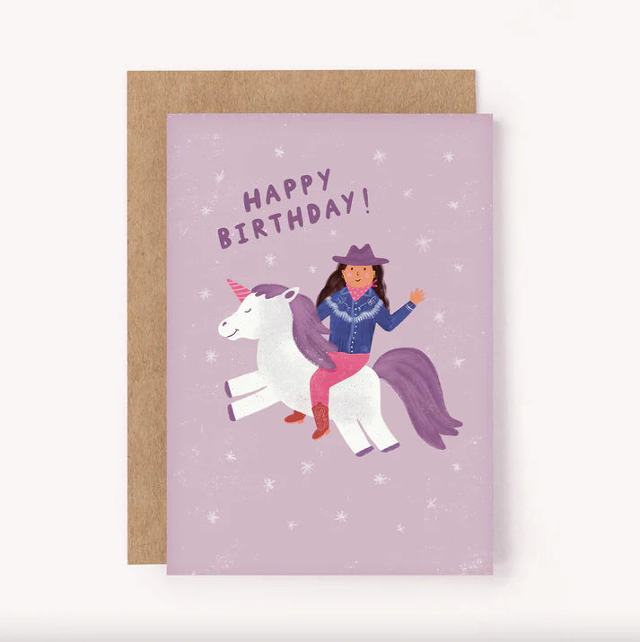 Happy Birthday- Cowgirl Unicorn Card