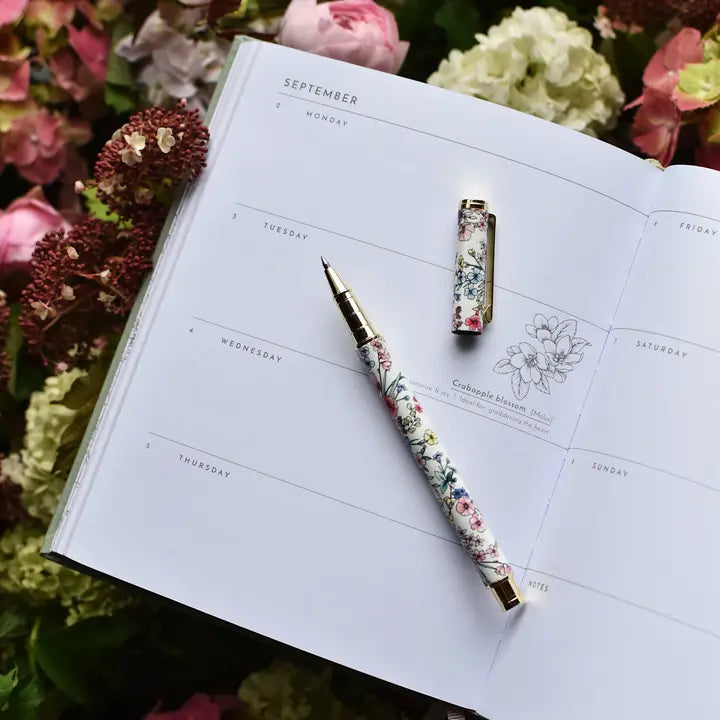 Typoflora | Rollerball Pen - Blooms in White