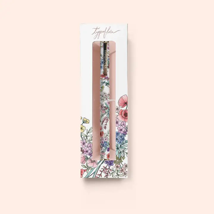 Typoflora | Rollerball Pen - Blooms in White
