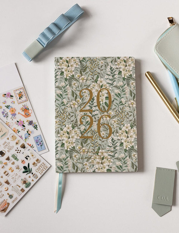 Bespoke Letterpress |  2026 Weekly Planner Notebook - Ivory Garden