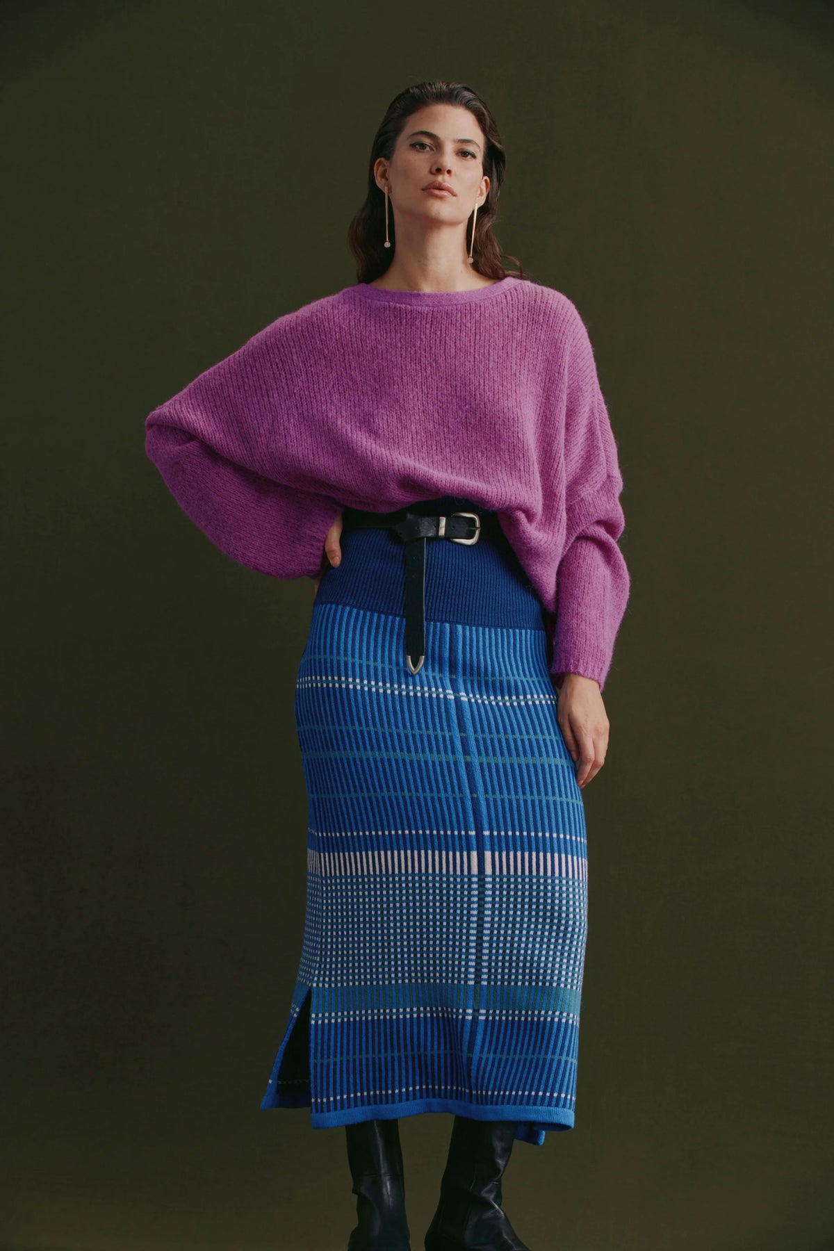 ELK | Cila Organic Knit Skirt - Blue Multi