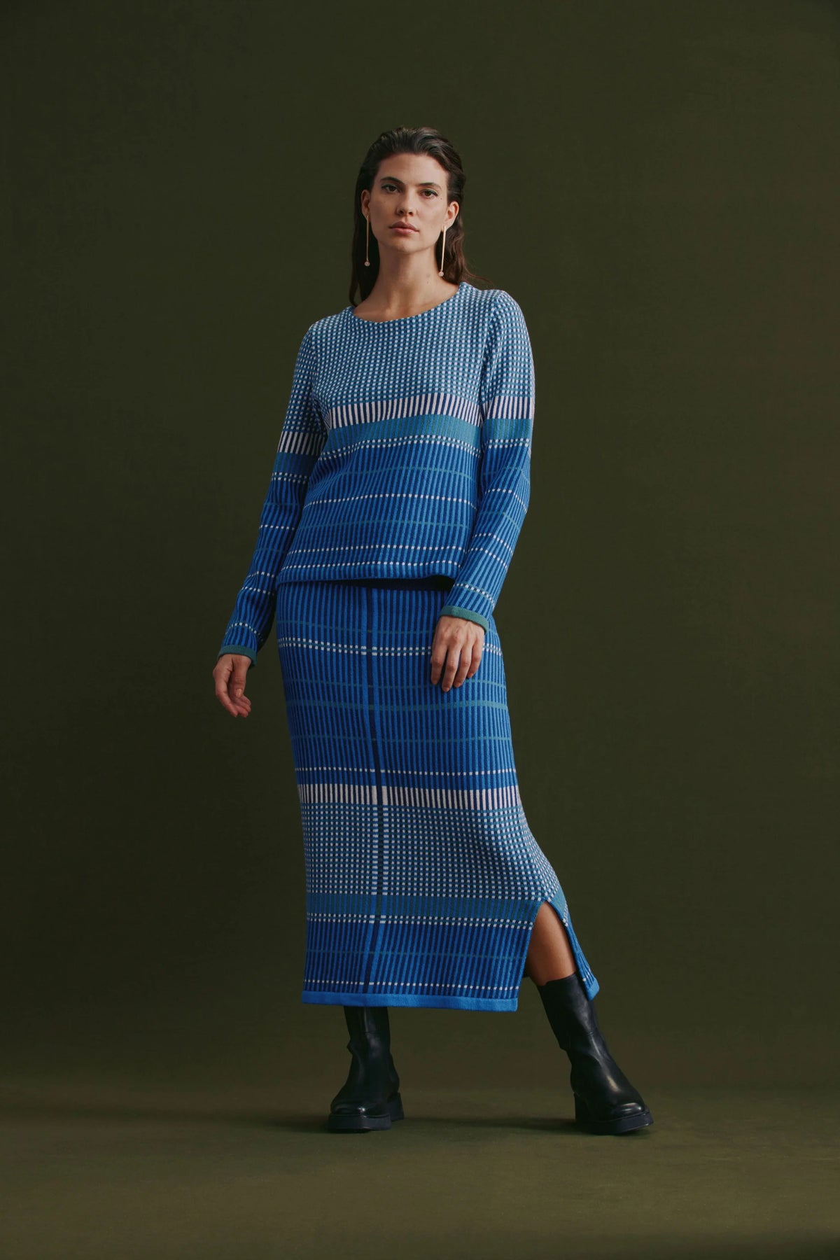 ELK | Cila Organic Knit Skirt - Blue Multi