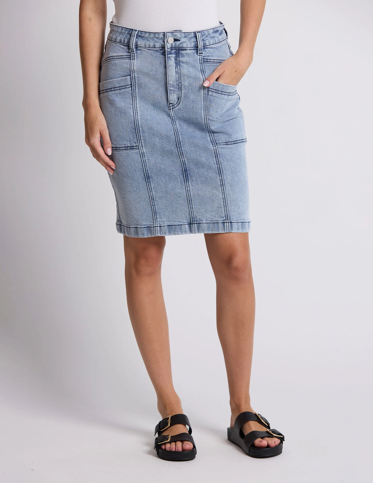 Stella + Gemma | Strike Skirt - Bleached Denim