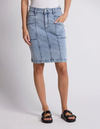 Stella + Gemma | Strike Skirt - Bleached Denim