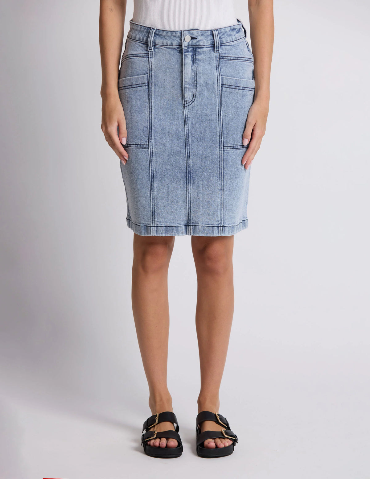Stella + Gemma | Strike Skirt - Bleached Denim