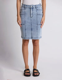 Stella + Gemma | Strike Skirt - Bleached Denim