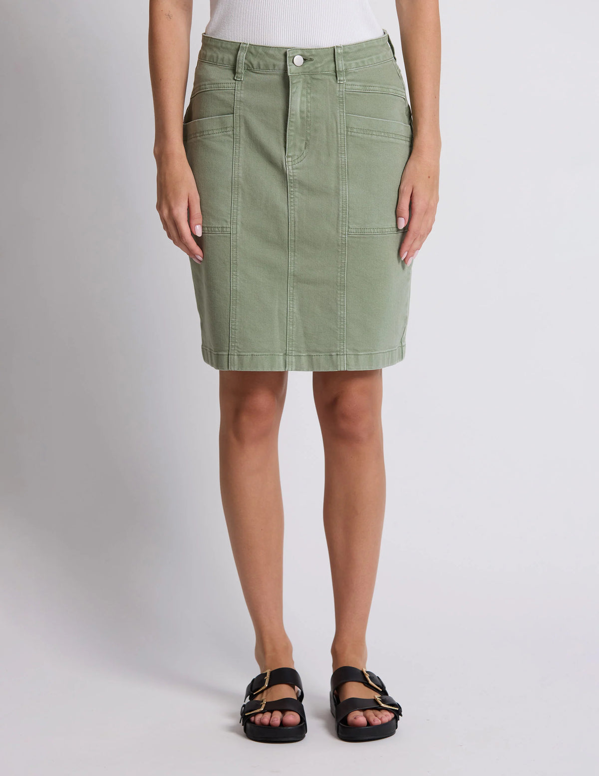 Stella + Gemma | Strike Skirt - Khaki Denim