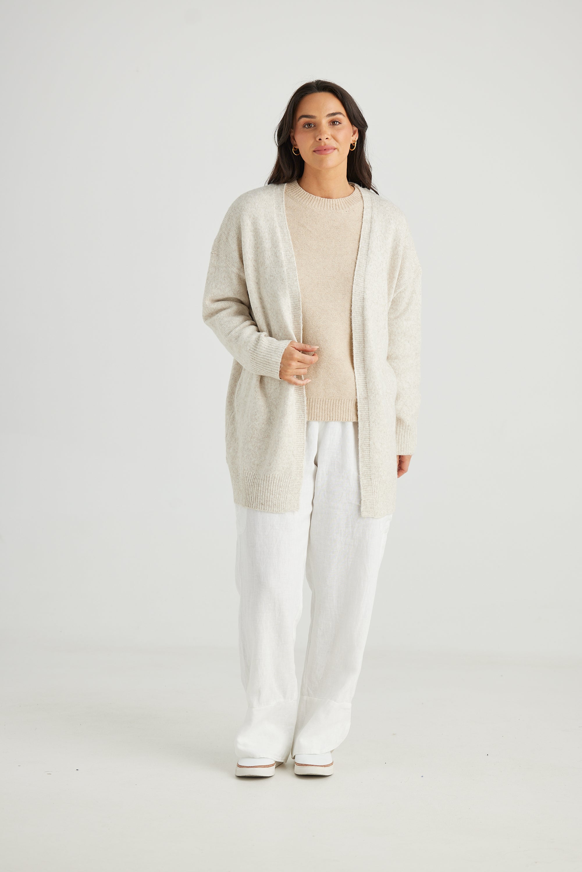 Oatmeal Drop Shoulder Cardi main image 1