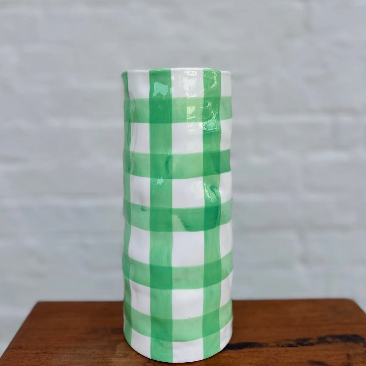 Noss & Co | Medium Vase - Mint Gingham
