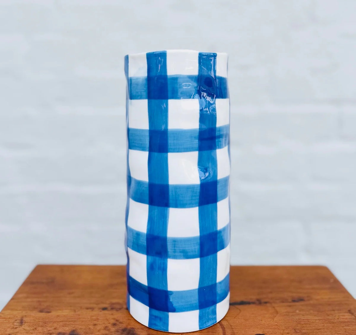 Noss & Co | Medium Vase - Classic Blue Gingham