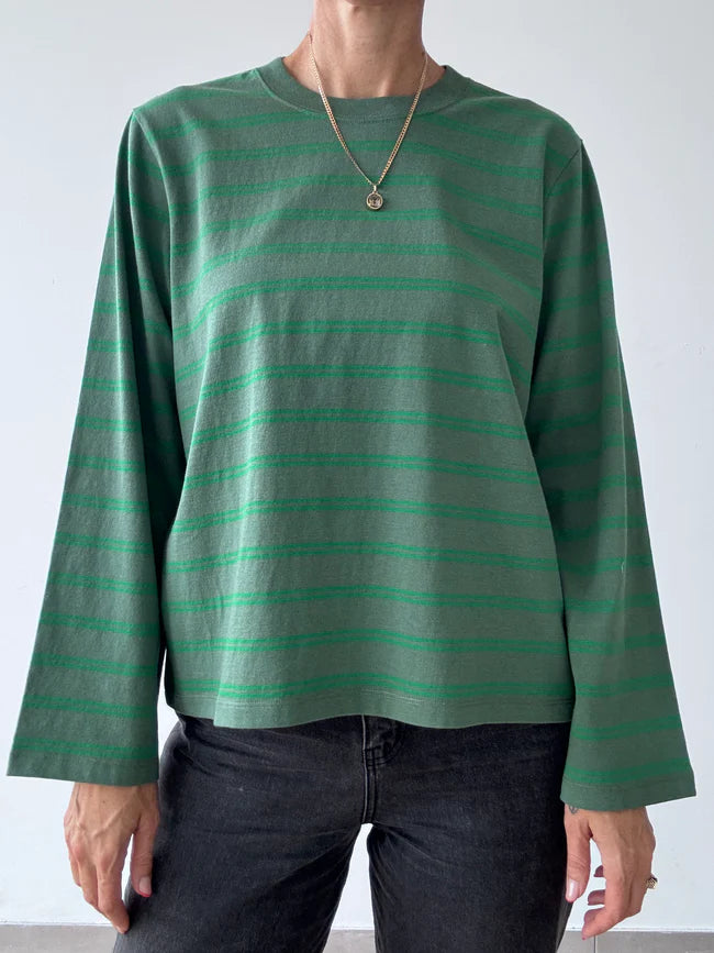 Assembly Label | Recreation Stripe Long Sleeve Tee - Ivy