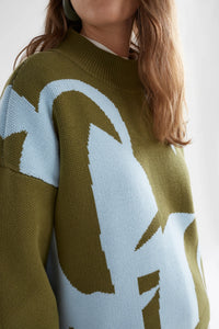 ELK | Leben Sweater - Washer Blue / Artichoke