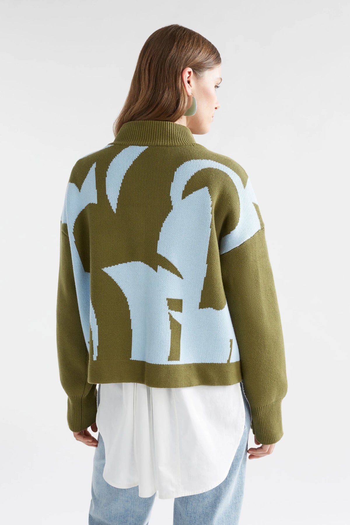 ELK | Leben Sweater - Washer Blue / Artichoke