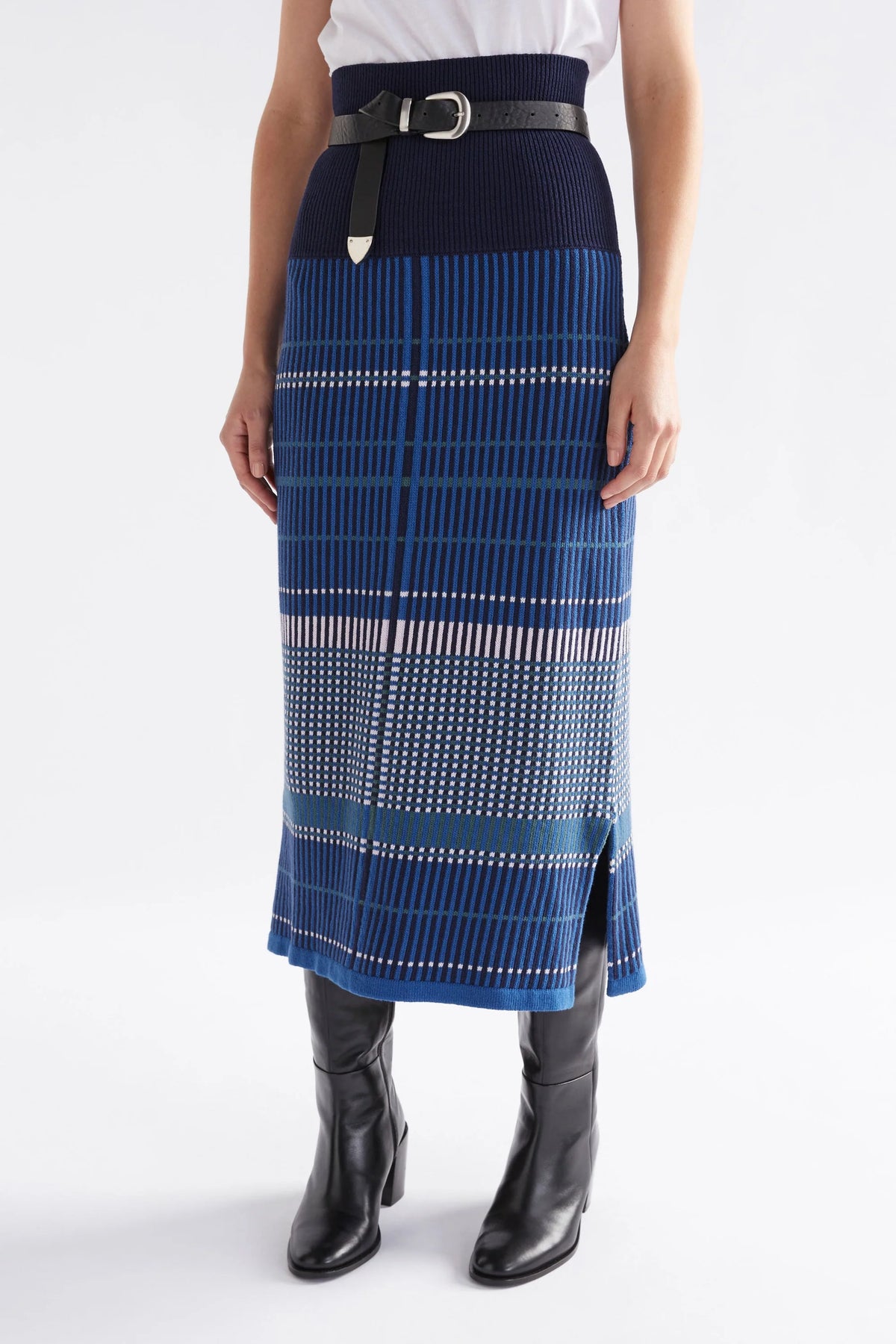 ELK | Cila Organic Knit Skirt - Blue Multi