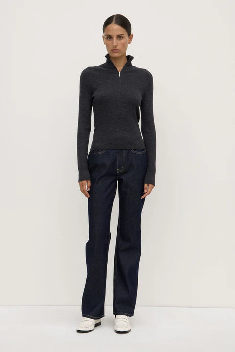 Assembly Label | Laine Quarter Zip Wool Knit - Charcoal Marle