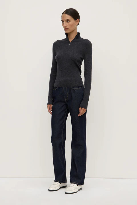 Assembly Label | Laine Quarter Zip Wool Knit - Charcoal Marle
