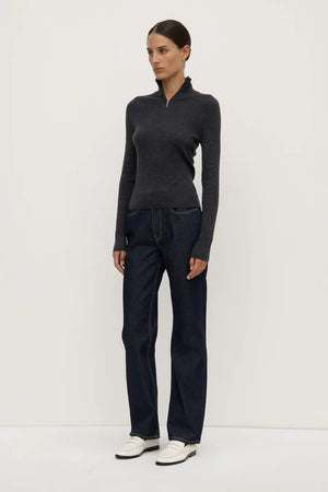 Assembly Label | Laine Quarter Zip Wool Knit - Charcoal Marle