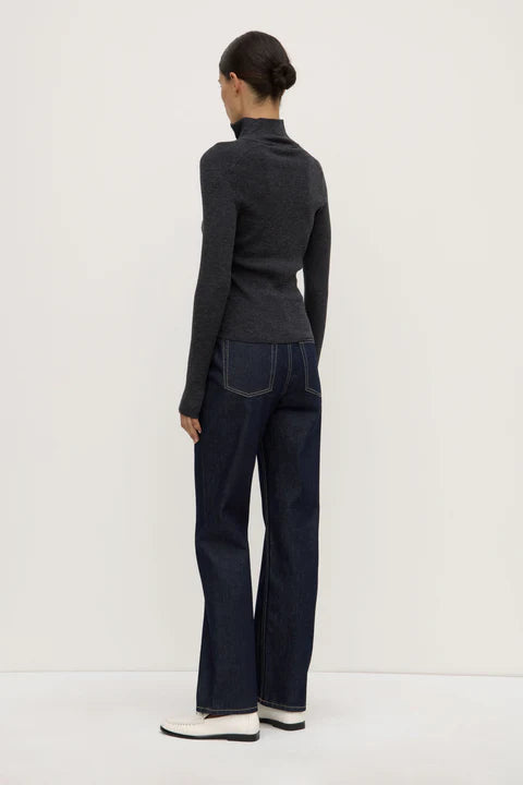 Assembly Label | Laine Quarter Zip Wool Knit - Charcoal Marle