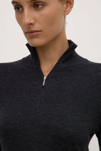 Assembly Label | Laine Quarter Zip Wool Knit - Charcoal Marle