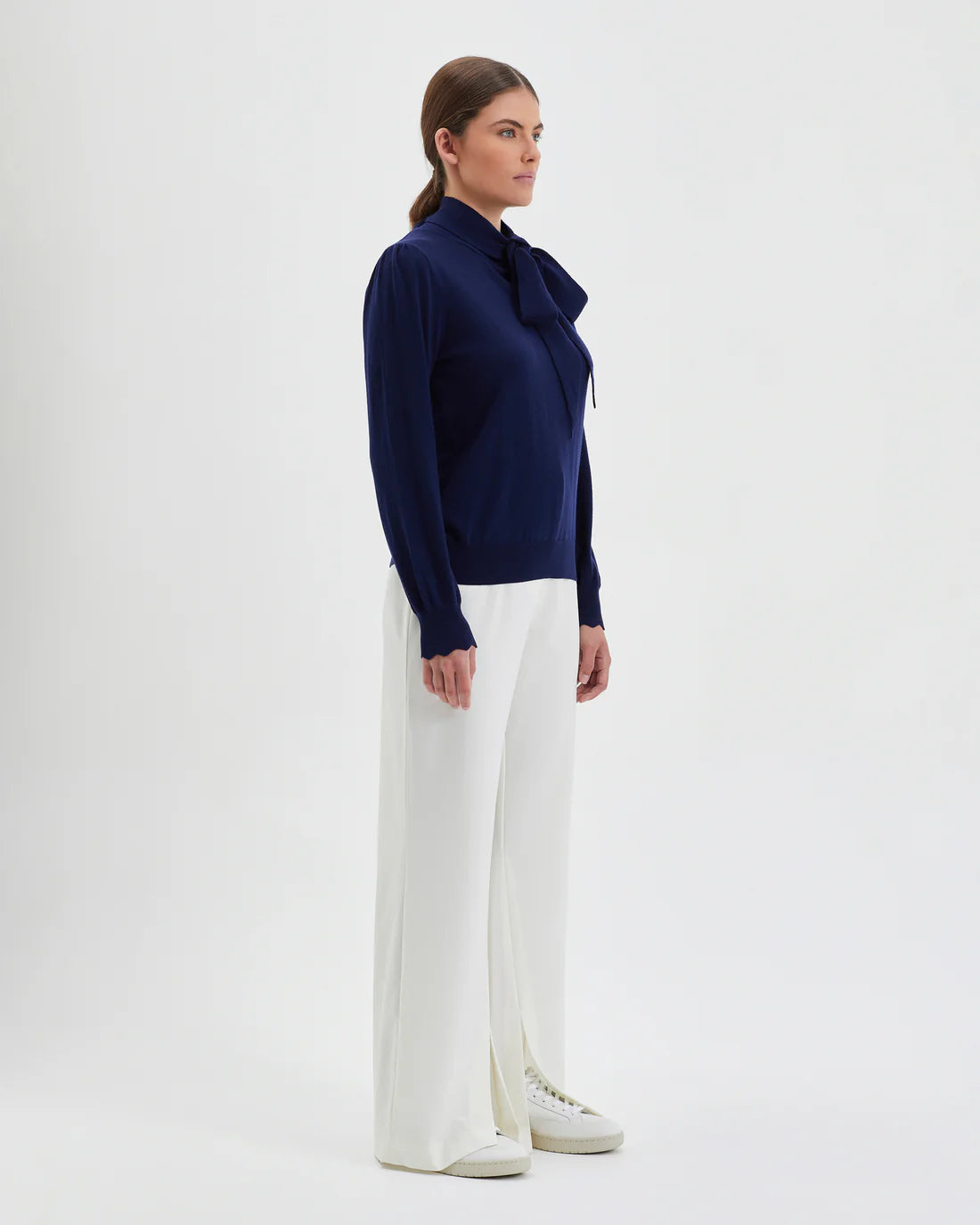 Iris & Wool | Jacqueline Bow Sweater - Navy