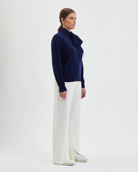 Iris & Wool | Jacqueline Bow Sweater - Navy