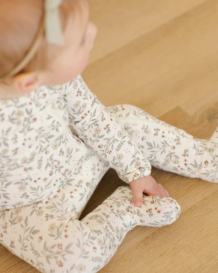 Quincy Mae | Bamboo Zip Footie - Woodland