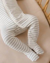Quincy Mae | Zip Long Sleeve Sleeper Footie - Sage Stripe
