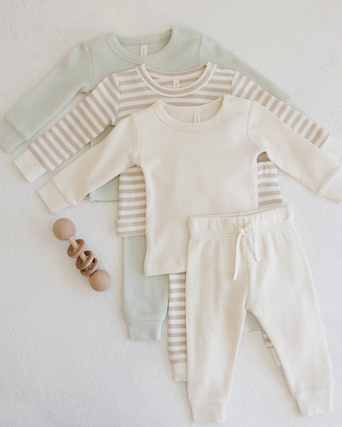 Quincy Mae | Waffle Top + Pant Set - Natural