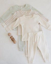 Quincy Mae | Waffle Top + Pant Set - Natural