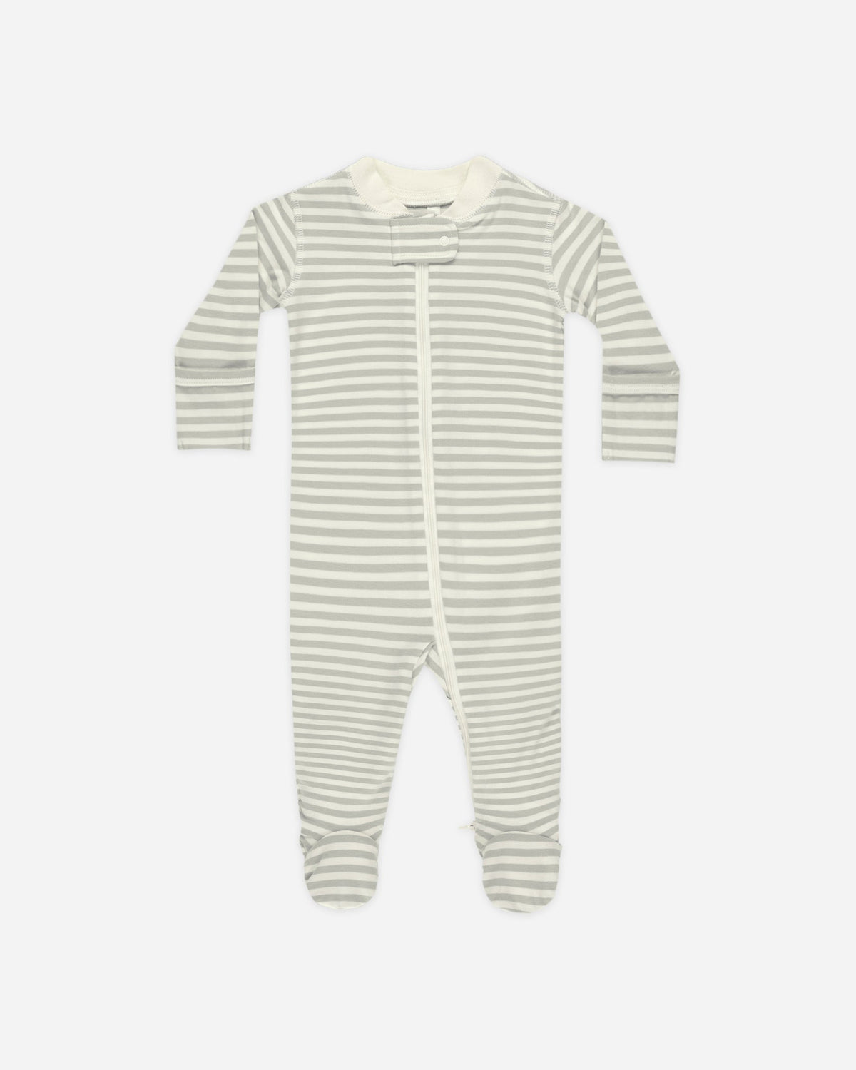 Quincy Mae | Zip Long Sleeve Sleeper Footie - Sage Stripe