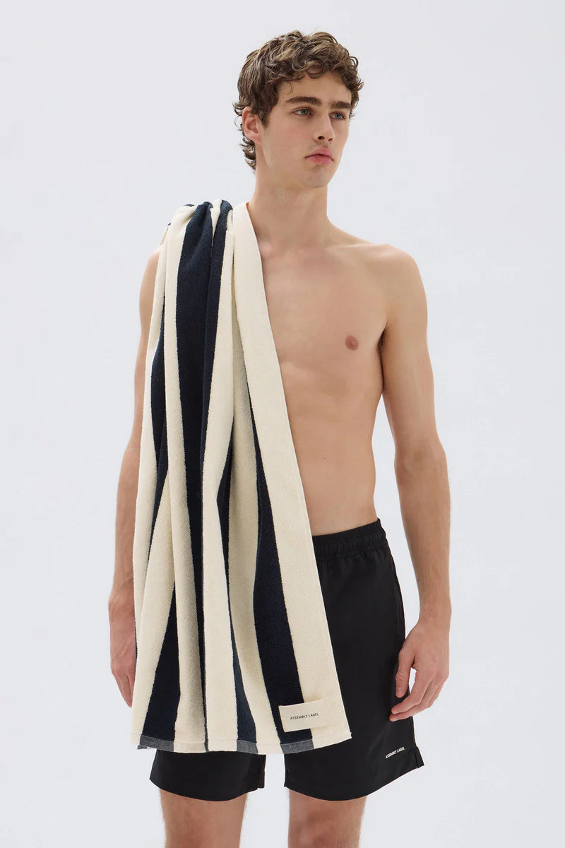 Assembly Label | Cotton Stripe Beach Towel - Navy/Cream