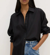 Assembly Label | Spencer Silk Long Sleeve Shirt - Black