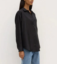 Assembly Label | Spencer Silk Long Sleeve Shirt - Black