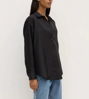 Assembly Label | Spencer Silk Long Sleeve Shirt - Black