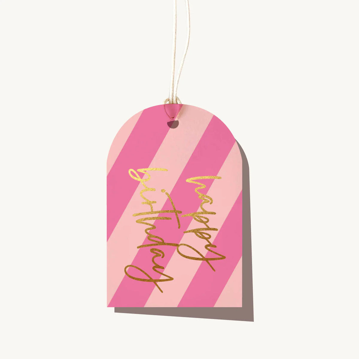 Elm Paper | Pink Stripe Birthday Gift Tag