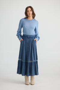 Talisman | Ashleigh Skirt - Washed Denim