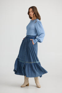 Talisman | Ashleigh Skirt - Washed Denim