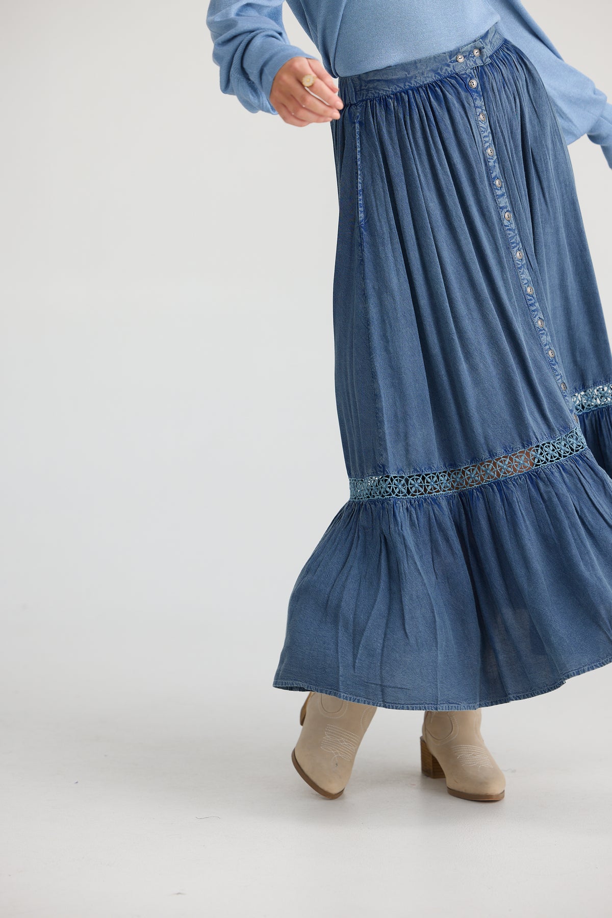 Talisman | Ashleigh Skirt - Washed Denim