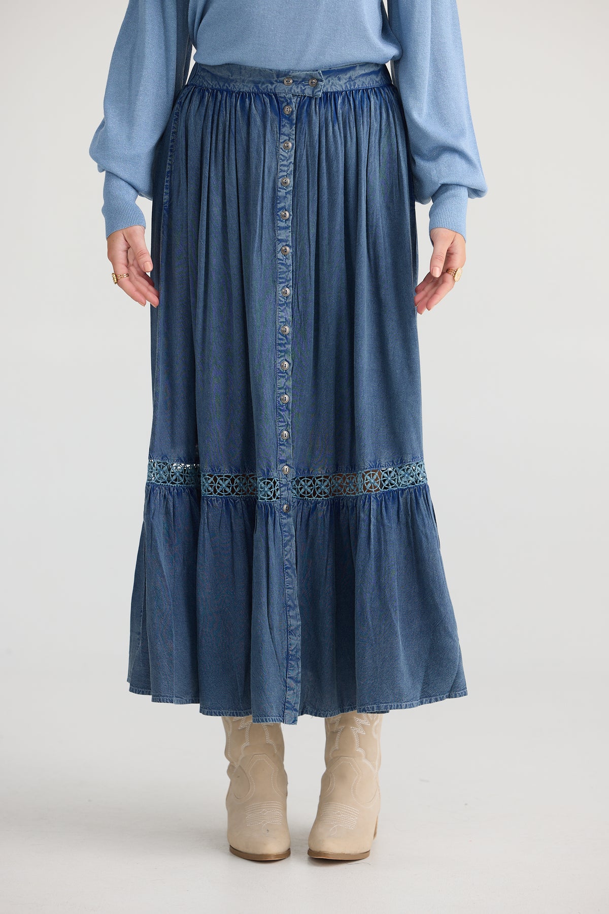 Talisman | Ashleigh Skirt - Washed Denim