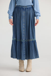 Talisman | Ashleigh Skirt - Washed Denim