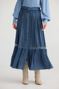 Talisman | Ashleigh Skirt - Washed Denim