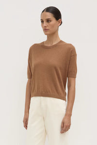 Assembly Label | Vanya Cotton Cashmere Knit Tee - Bronze