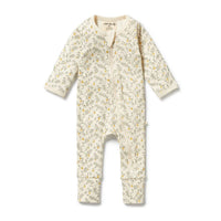 Wilson + Frenchy | Lemon Leaf Organic Zipsuit With Feet