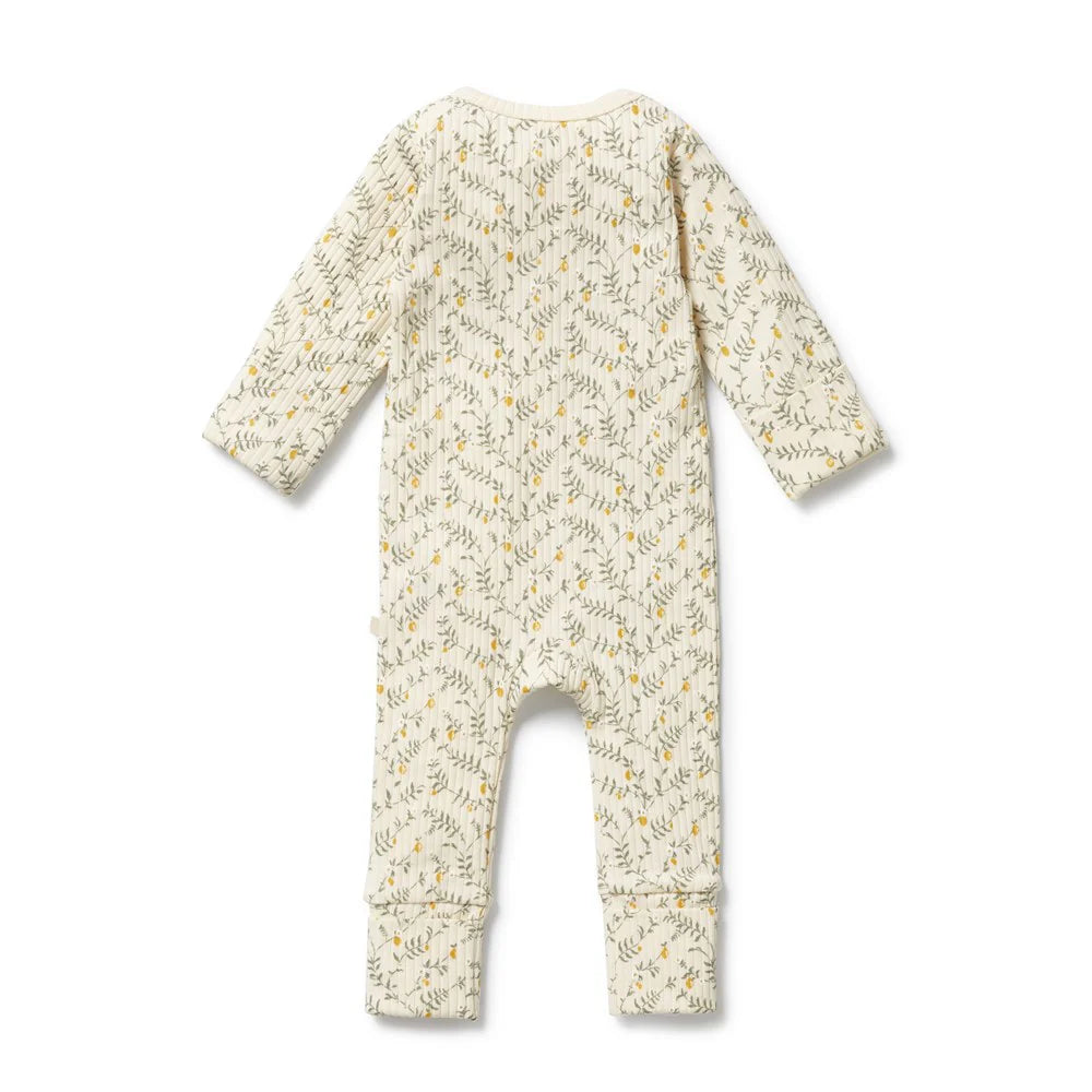Wilson + Frenchy | Lemon Leaf Organic Zipsuit With Feet